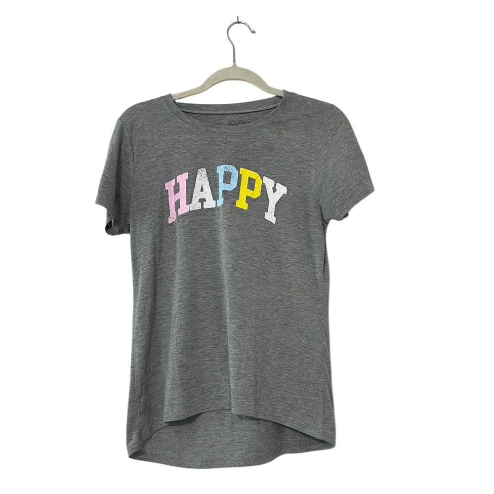 Modern Lux Gray Short Sleeve Tee with Red Accents